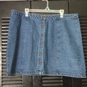 Plus Size Button Front Denim Skirt